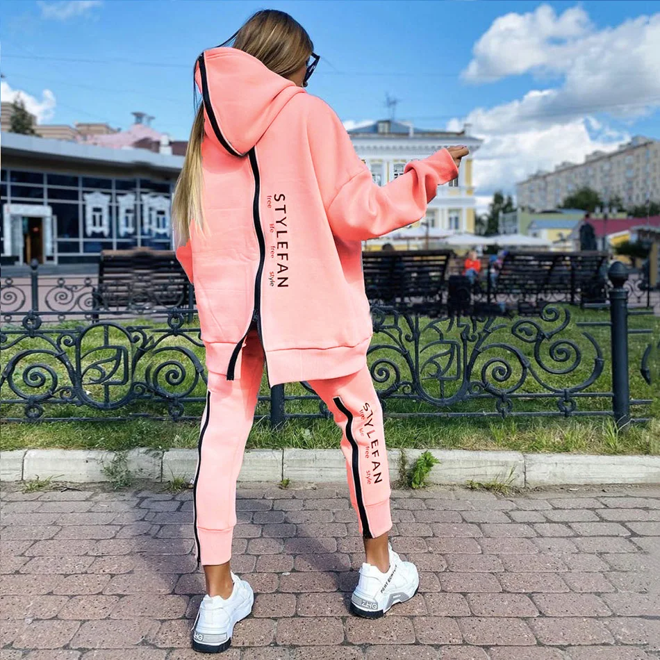 

Женский спортивный костюм из двух предметов, корейский костюм большого размера с надписью и свитшотом, осень 2022