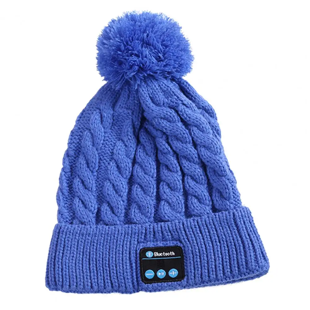 

Jogging Headset Beanie Hat Wireless Bluetooth-compatible Knit Hat with Plush Ball Unisex Winter Beanie Headphones Streetwear