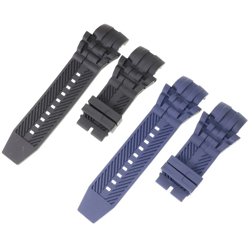 26mm Black Blue Silicone Watch Strap Replacement Bracelet For Invicta