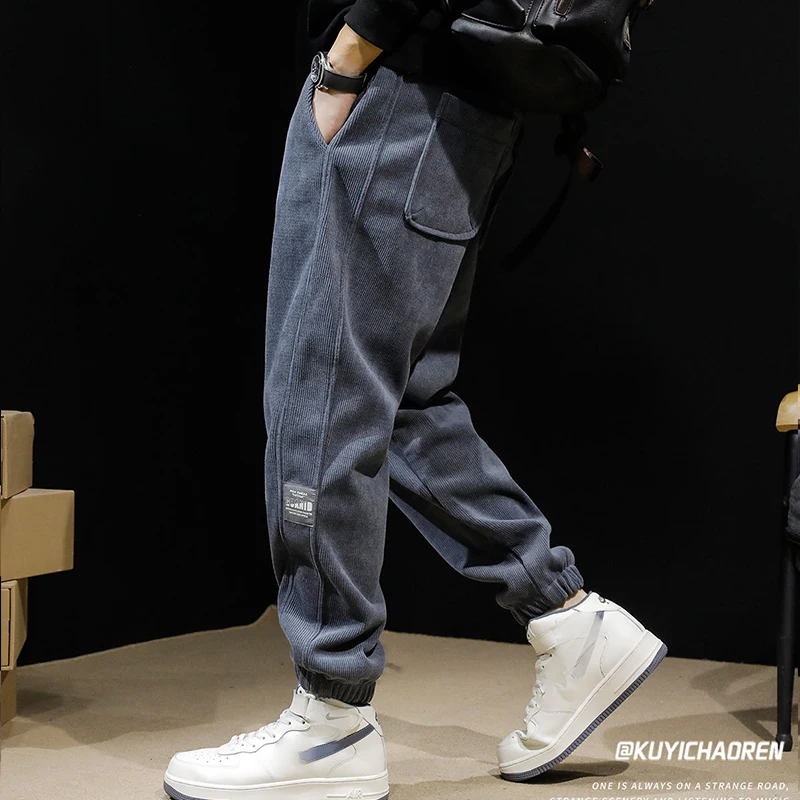Spring Autumn Fashion Temperament Solid Color Harem Pants Men Harem Pants Korean Simple Simple Loose Male Trousers Trend Streetwear Clothes