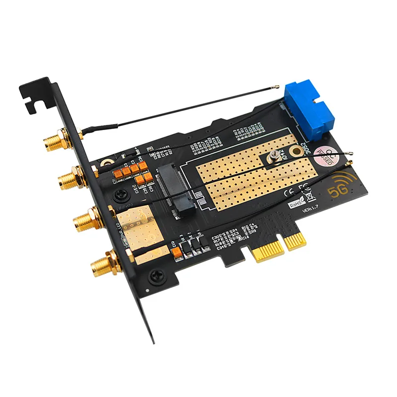 

M.2 Wifi Module to PCIE X1 / USB 3.0 Expansion Card 4 Antennas NANO SIM Slot NGFF B Key for 30x42/52 3G 4G 5G M2 Wireless Module