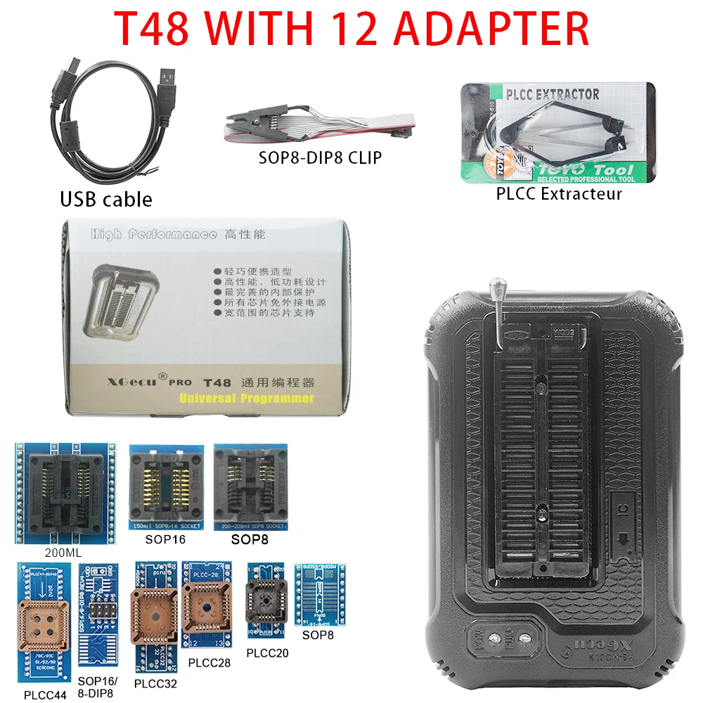 XGecu T48 (TL866-3G) Programmer + Adapters Kit Support 31000