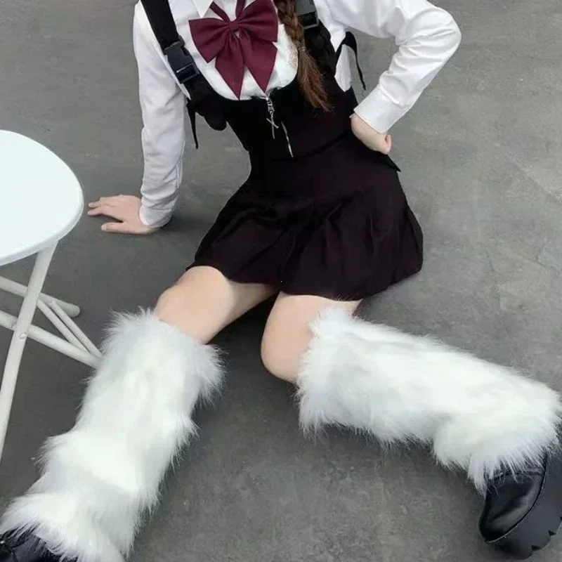 Fur Leg Warmers Furry Boot Covers Lady Knee-length