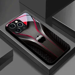 Sleek Red Carbon Fiber Pattern Glass Black Phone Case - iPhone 15 Plus (1)