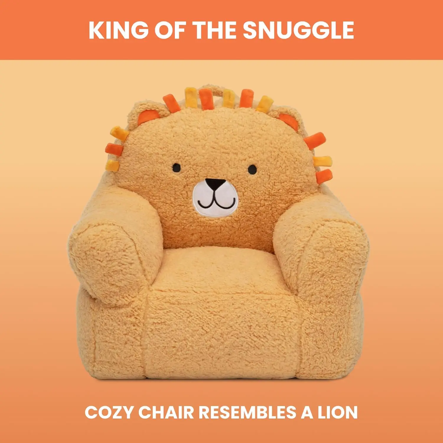 Children Lion Cozee Buddy Chair, Orange 5