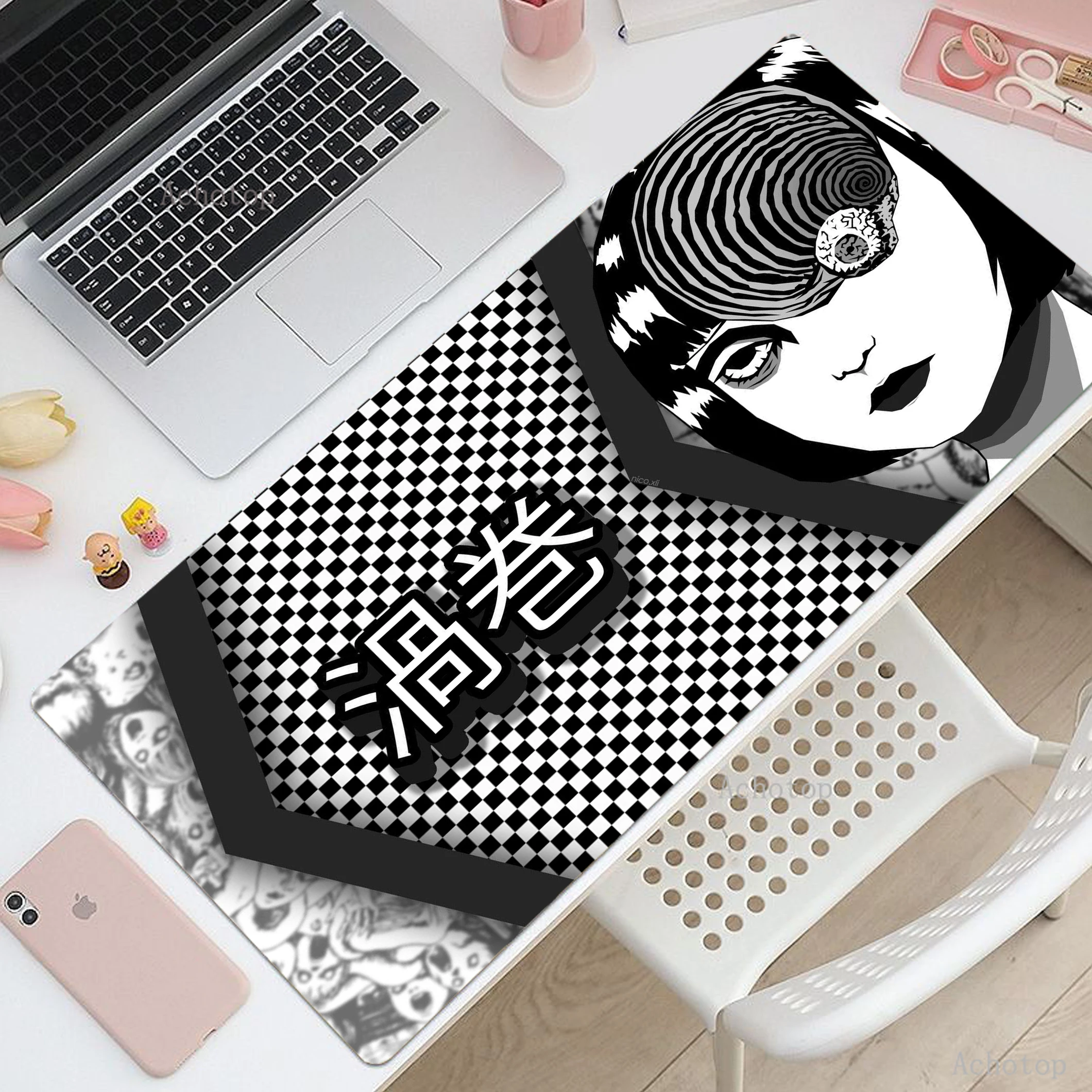 

Junji Ito Computer Mouse Pad Large Gamer Mouse Mat Anti-slip Rubber Desktop Mousemat Locking Edge Deskmat Laptop Keyboard Pads