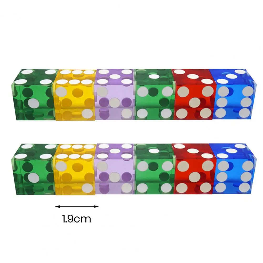 Colorful Transparent Dice Toy 19mm Acrylic Dice Six Sided 5Pcs Bar Entertainment Party Club Leisure Game Props game dice,dice set,acrylic dice