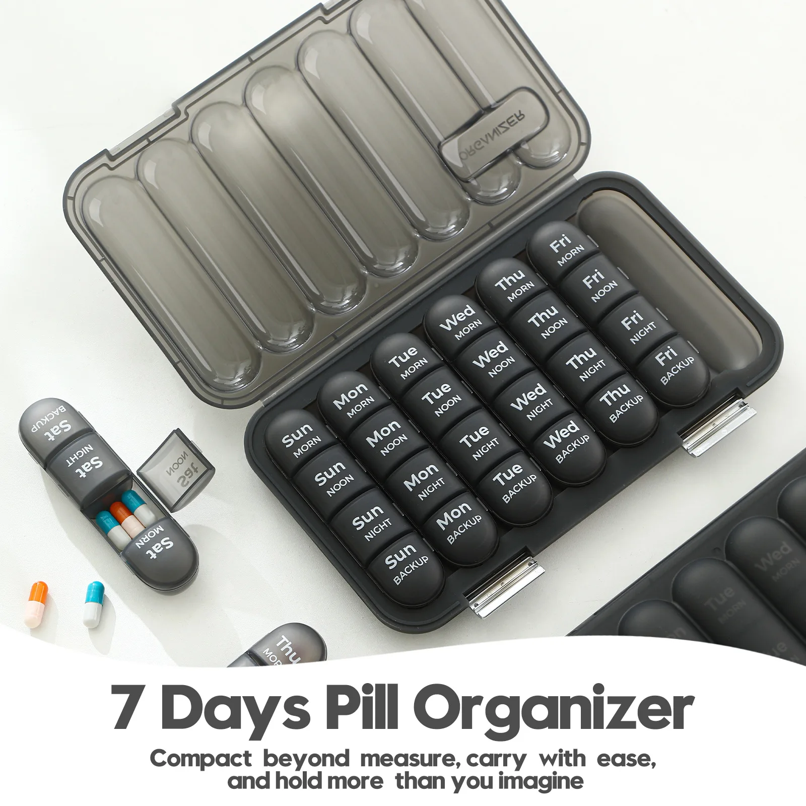 7 Day Pill Organizer 21/28 Compartments Large Pills Organizer Case for Medicine Vitamins Medication Travel Home Weekly