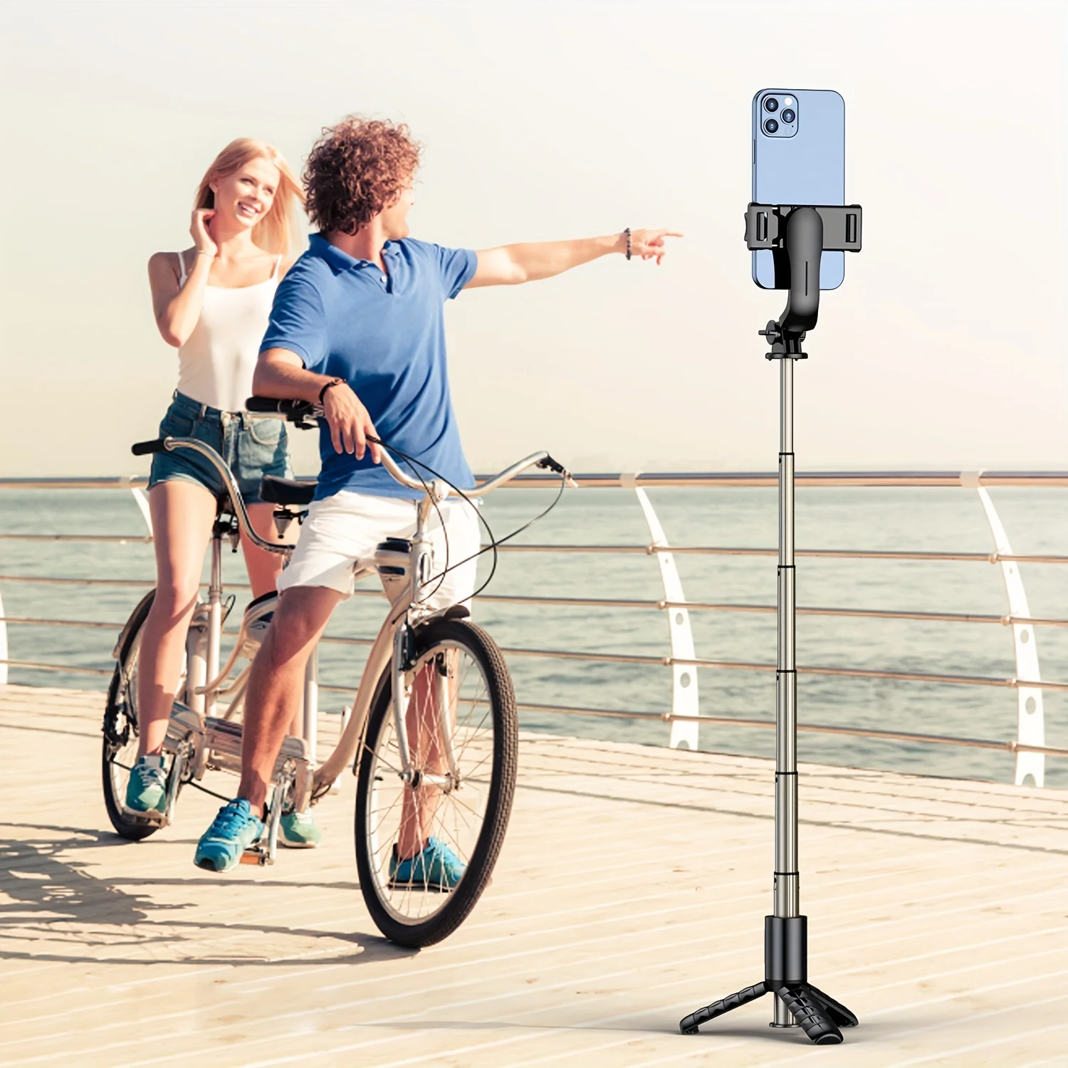Mini Selfie Stick Tripod 360-degree Rotation Aluminum Alloy Selfie Stick with Detachable Wireless Remote for Video Recording