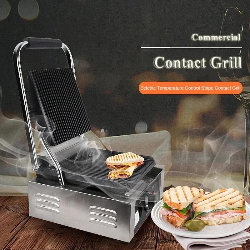 Electric Stripe Grill Commercial Multibaker Sandwich Maker Hot Plate Electric Waffle Maker Steak Making Machine Bread Device