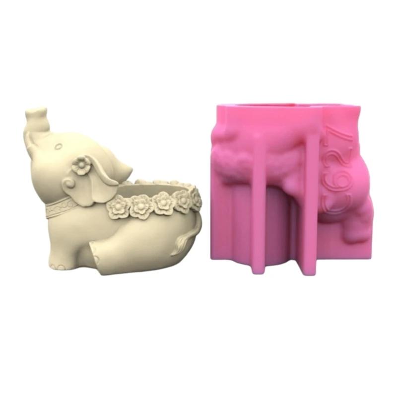 

Holder Resin Mold Gypsum Flower Pots Silicone Molds Elephant Epoxy Resin Casting Molds for DIY Jewelry Storage R3MC