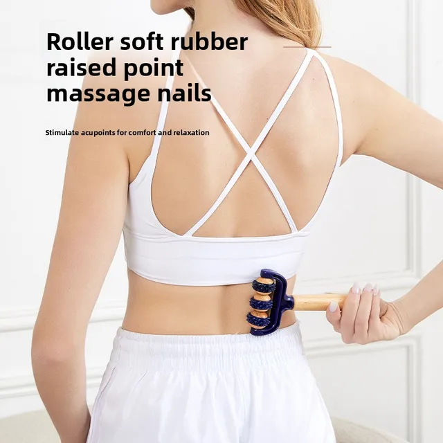 Wooden Handheld Massage Roller, Spiky Acupressure Stick for Muscle Relief, Yoga & Neck Therapy 4