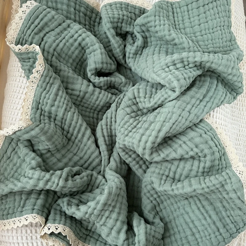 

Soft & Breathable Baby Blanket with 6 Layer Cotton Gauze Lace Blanket Versatile Stylish Baby Wrap Lightweight for Boys Girls