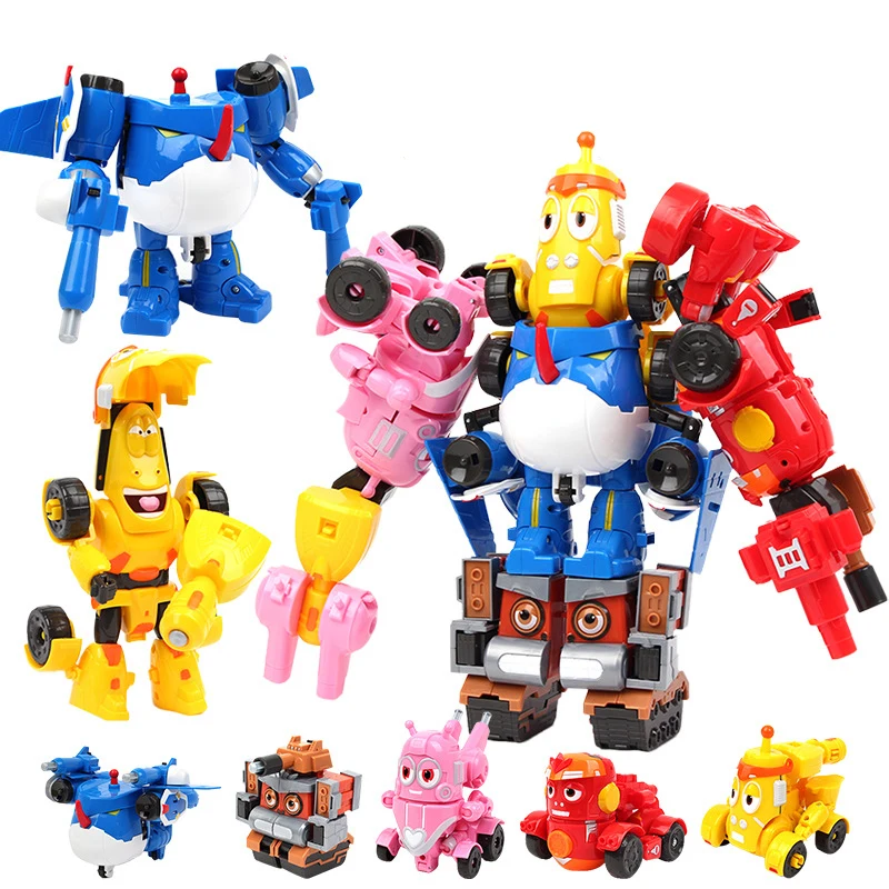 

Creative Funny Cartoon Animal Larva Deformation Robot Toys Mecha Figures Assembly Robocar Warrior Children Toys Birthday Gifts