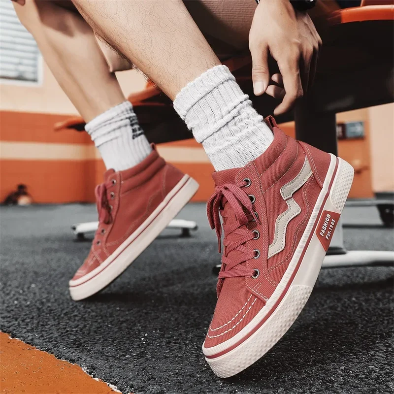 Canvas Shoes Men Sneakers Fashion Trend Style Couple Skateboard Casual Round Toe Lace Up Vulcanized Bottom