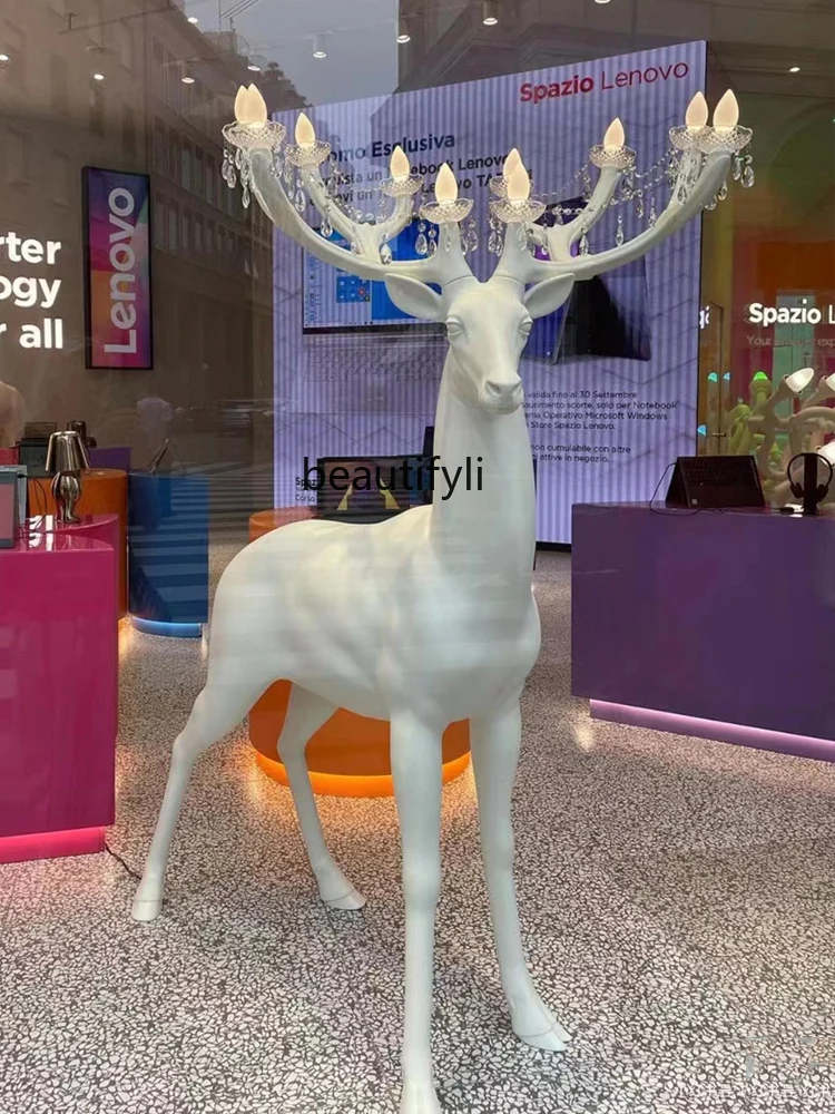 Outdoor Sika Deer Elk Art Sculpture Animal Lampada Da Terra Gorilla Decorazione Ornamenti Lampada Da Terra