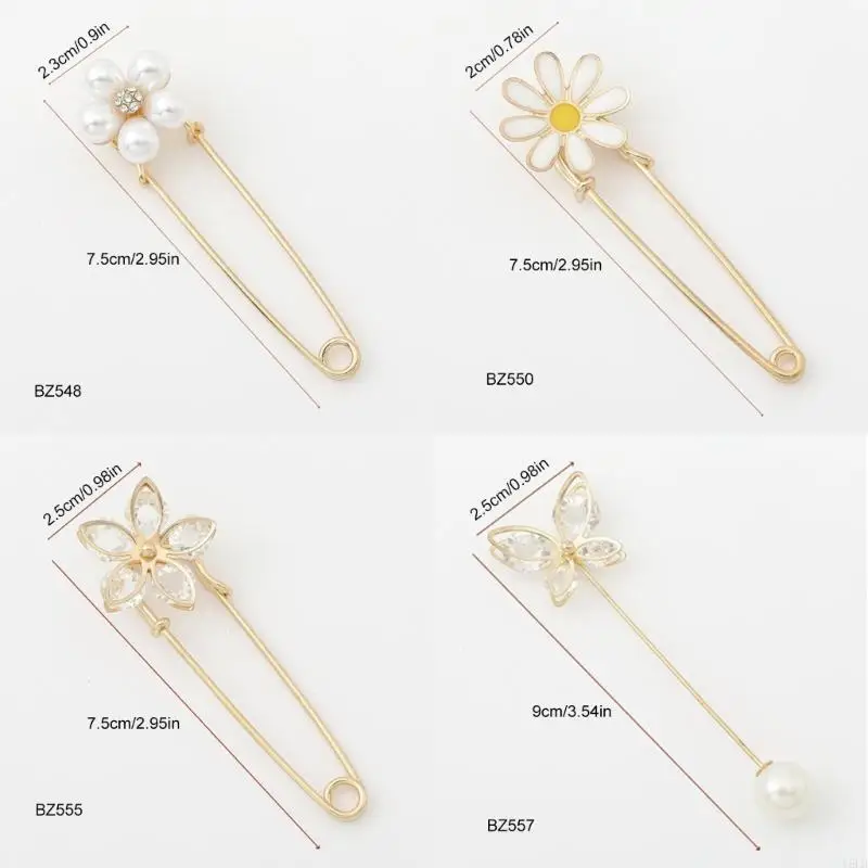 Y5LB 10pcs 꽃 모양 안전 핀 청바지 허리 조임기 가디건 칼라 클립 장식 브로치 스웨터 의류 핀