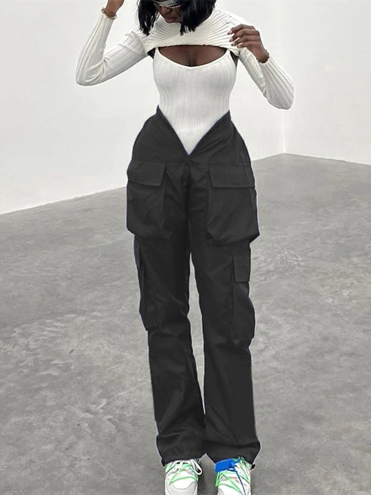 

Женские винтажные прямые брюки-карго Sisterlinda, повседневные универсальные штаны-шаровары с карманами, уличная одежда, лето 2022