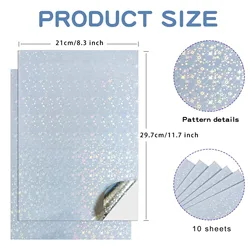 Holographic Waterproof Glossy Sticker Paper - 10 Sheets of Quick-Dry Vinyl (Star)