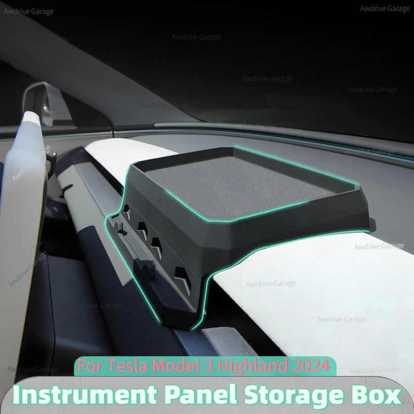 

For Tesla Model 3 Highland 2024 ETC Storage Box Silicone Instrument Panel Tissue Tray Phone Holder Storage Box Car Accessories