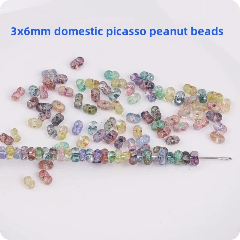 3x6mm 투명 피카소 땅콩 모양 유리 구슬, DIY 수제 루즈 비즈, 신발 및 의류 액세서리