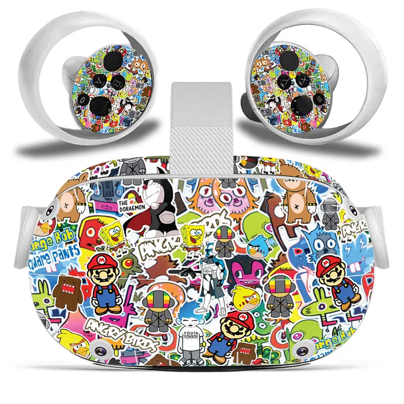 Pokemon Pikachu Mario Vinyl Skin Sticker for Oculus Quest 2 VR Skin Sticker Headset Virtual Reality Decals Protective PVC 