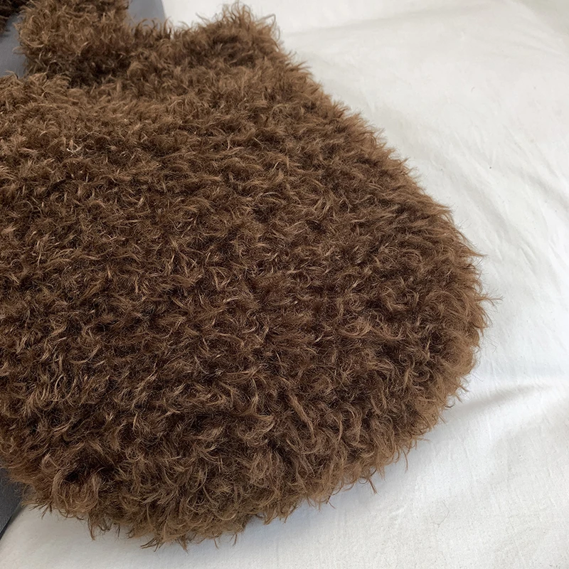 Frauen Weiche Plüsch Handtasche Neue Winter Einkaufstasche Taschen Weibliche Lamm Woolen Unterarm Tasche Große Kapazität Pelzigen Flauschigen Schulter Tasche – Detail 28