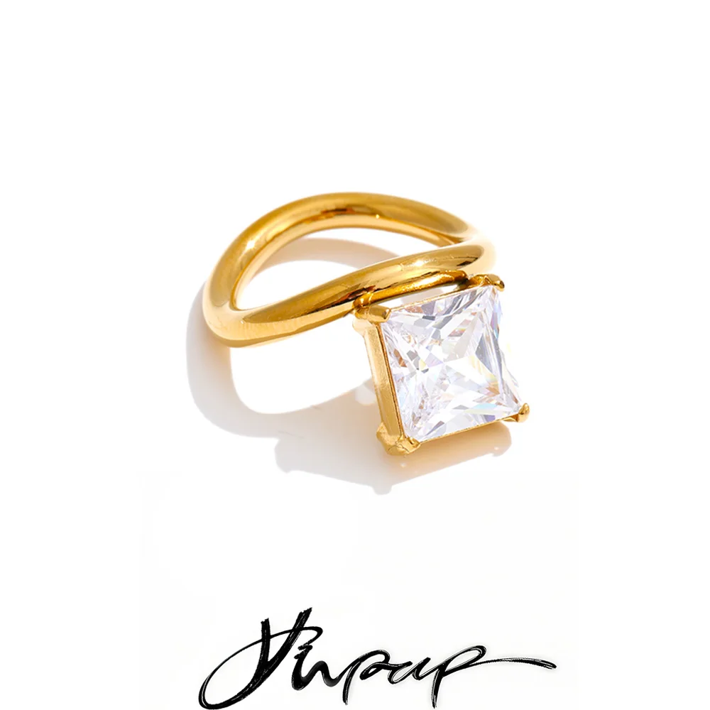 Yhpup Size 678 Cubic Zirconia Golden Ring