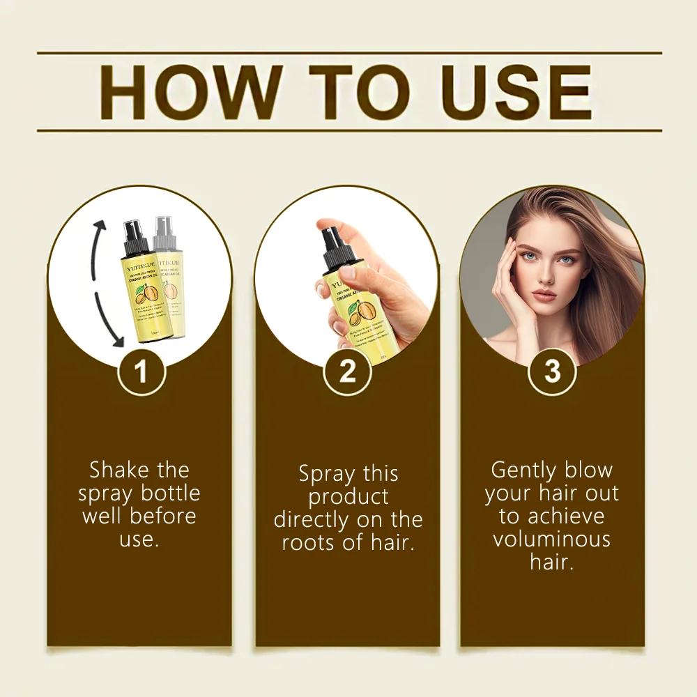 Moroccan nut oil spray, lasting, hair care, smooth bottle design, suitable for all hair types