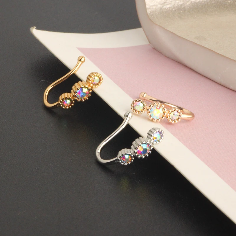 Crystal Butterfly Fake Nose Ring Non Piercing Clip On Nose Ring Indian Style Heart Nose Cuff Fake Piercing Nariz Jewelry