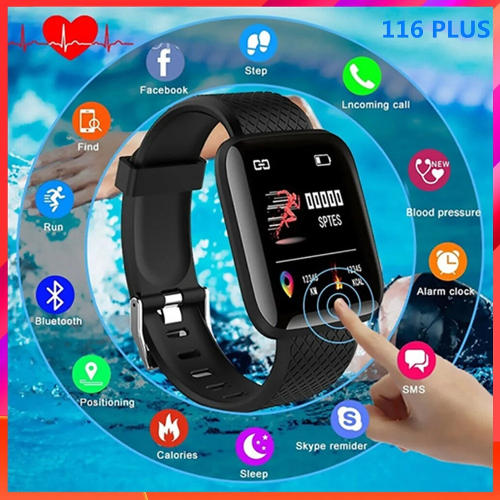 116Plus Smart Watch Uomo Donna Bluetooth Connected Phone Music Fitness Sport Bracciale Sleep Monitor Smartwatch Multifunzionale