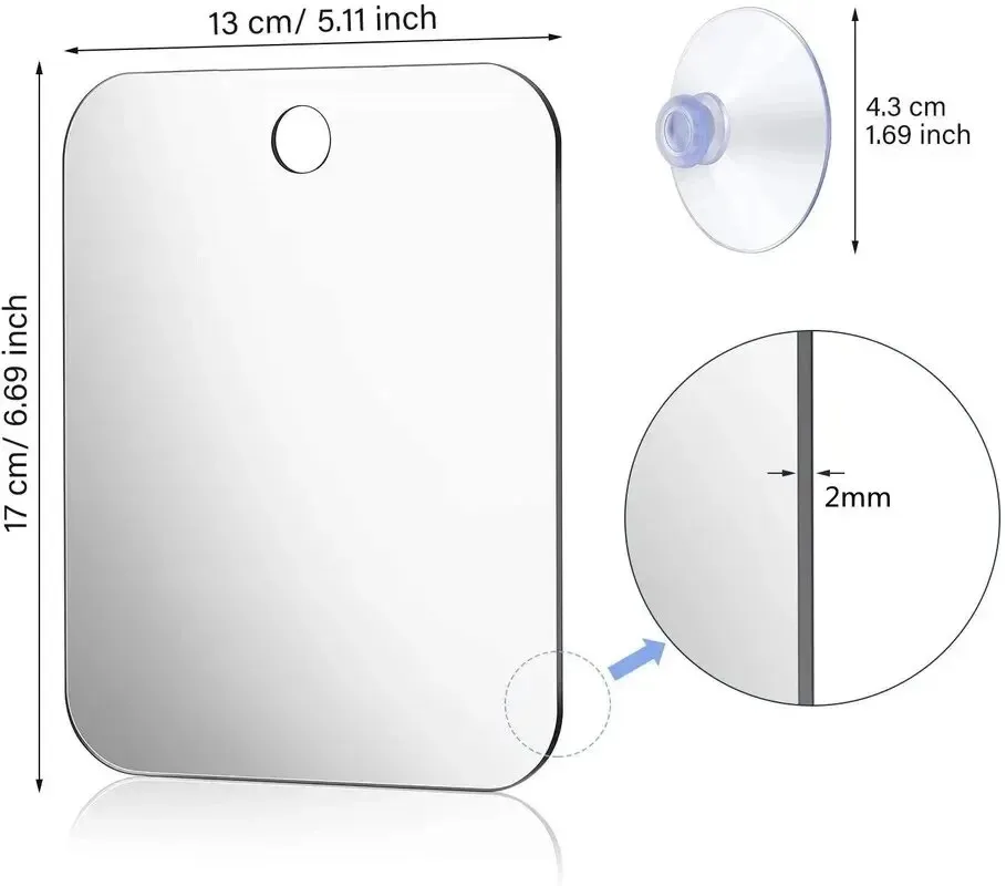 Acrylic Anti fog Mirror With Wall Suction Shower Mirror For Man Shaving Women Makeup Portable Travel Bathroom Accessories 2