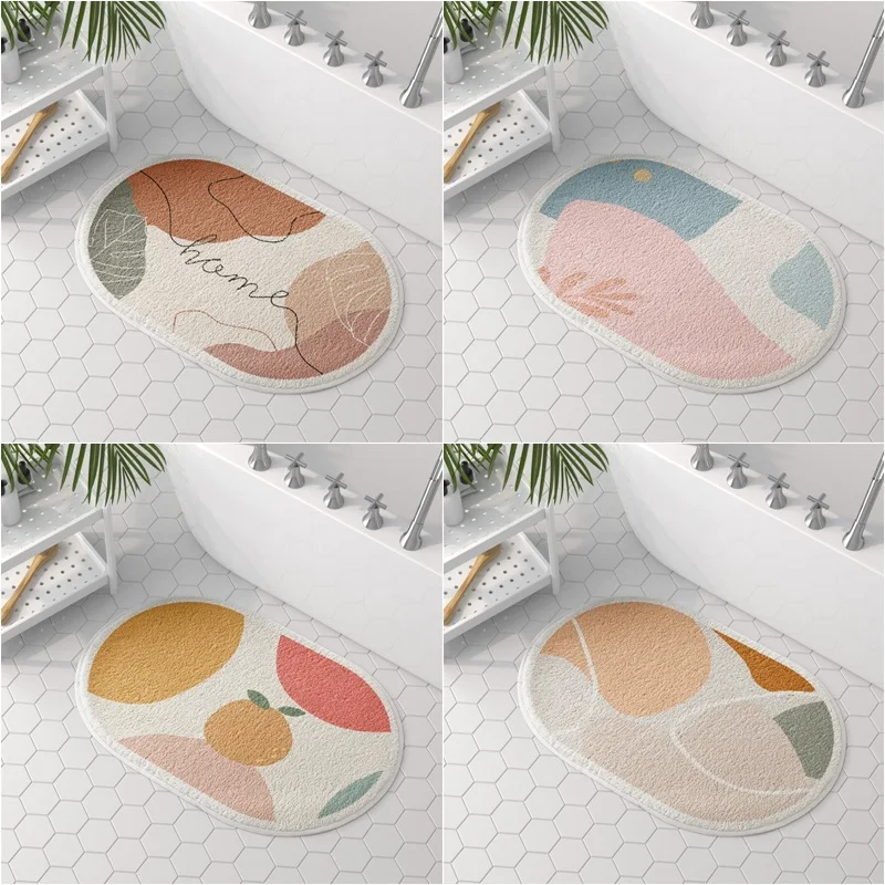 Abstract Art Bathroom Carpet Semicircle Bath Mats Living Room Floor Mat