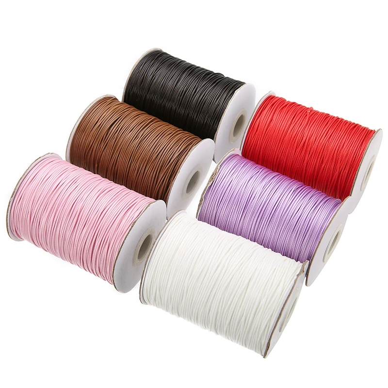 

20meters Dia 1mm 1.5mm 2mm Waxed Cord Line Necklace Making Round Black Korean Cotton Rope Thread String For Jewelry Findings