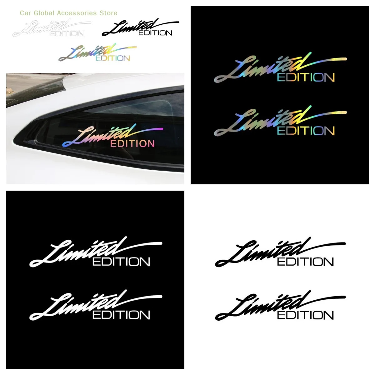 2PCS Car Laser Stickers LIMITED EDITION English Letter Car Front Decoration  Reflective Decal Auto Styling Sticker Car Decals - AliExpress