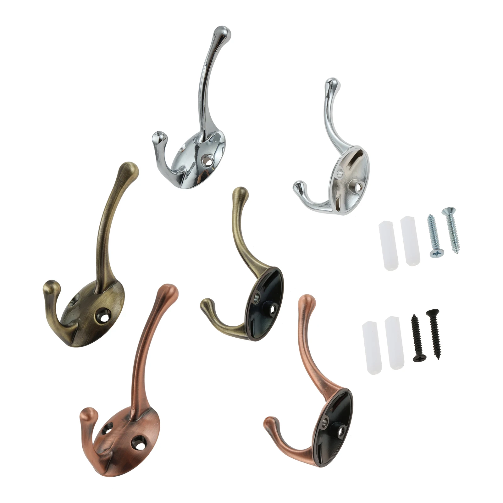 

10 Pcs Vintage Wall Hook with Screws Wardrobe Bathroom Coat Hat Hooks Hanger Bronze Iron Hook Coat Bag Hat Hanger Home Decor