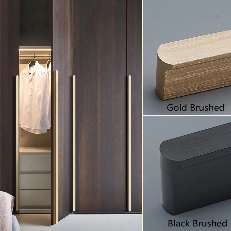 KK & FING 1PC 간단한 골드 닦 았 부엌 캐비닛 긴 문 손잡이 알루미늄 합금 옷장 찬장 문 가구 하드웨어를 당긴 다.