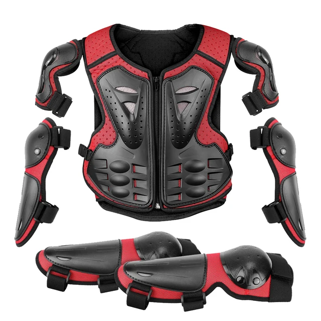 Armure de moto pour enfants, protection Linge de motocross, veste de protection, genouillères d'équitation, armure complète de moto pour enfants 1