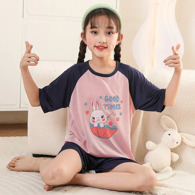 Pajamas Sets Children Pajamas Kids Clothes Sets Summer Cotton Pijama Infantil Short-sleeved Baby Girl Clothes Suit