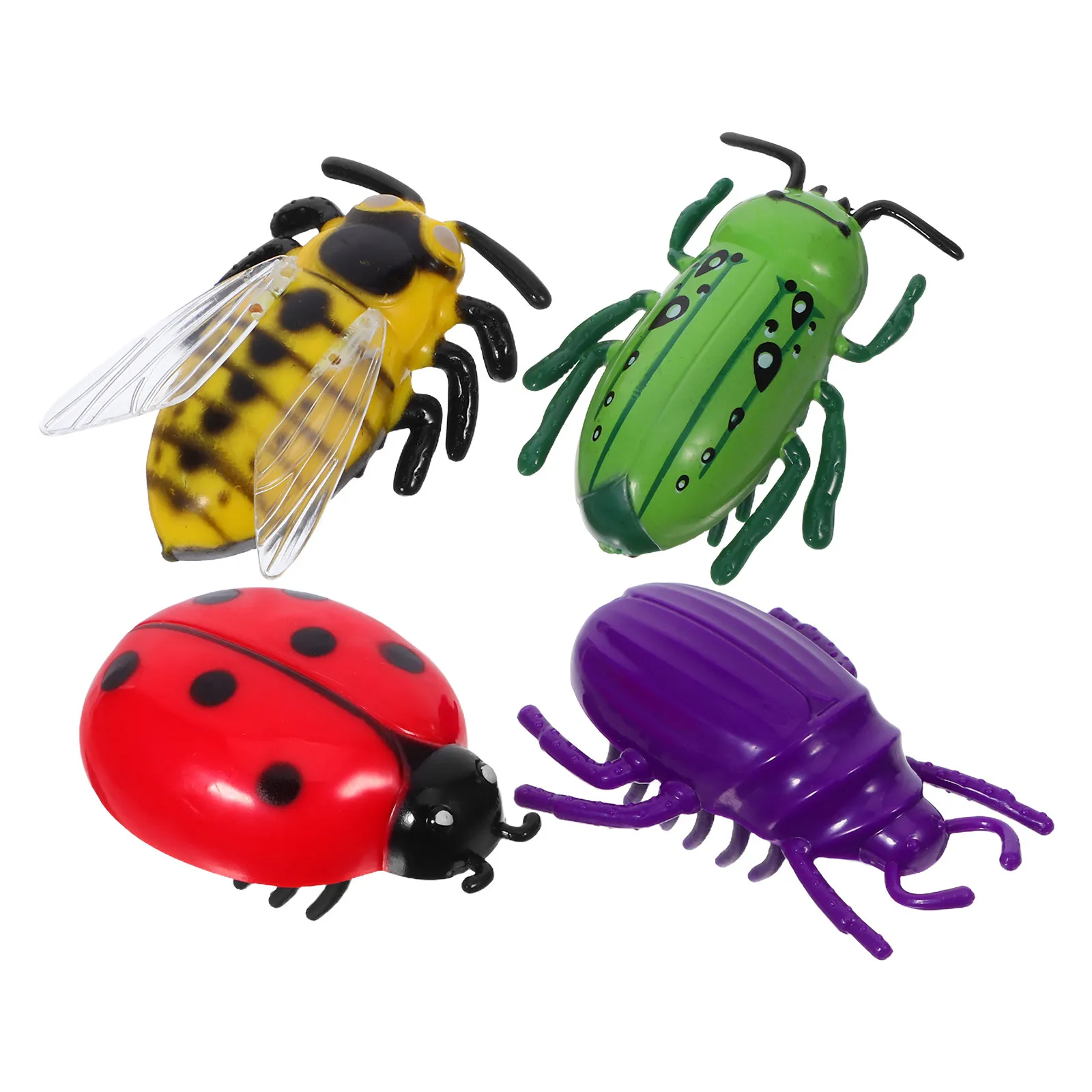 4개입 전동 움직이는 벌레 모양 고양이 장난감, 인터랙티브 미니 움직이는 애완동물 버튼 배터리 장난감 고양이 티저 장난감