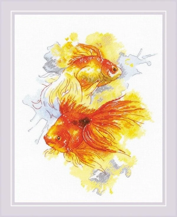 

Cross Stitch Complete Kit DIY Embroidery Handicraft Handiwork Knitting Unpainting Floss Two Fish 32-36
