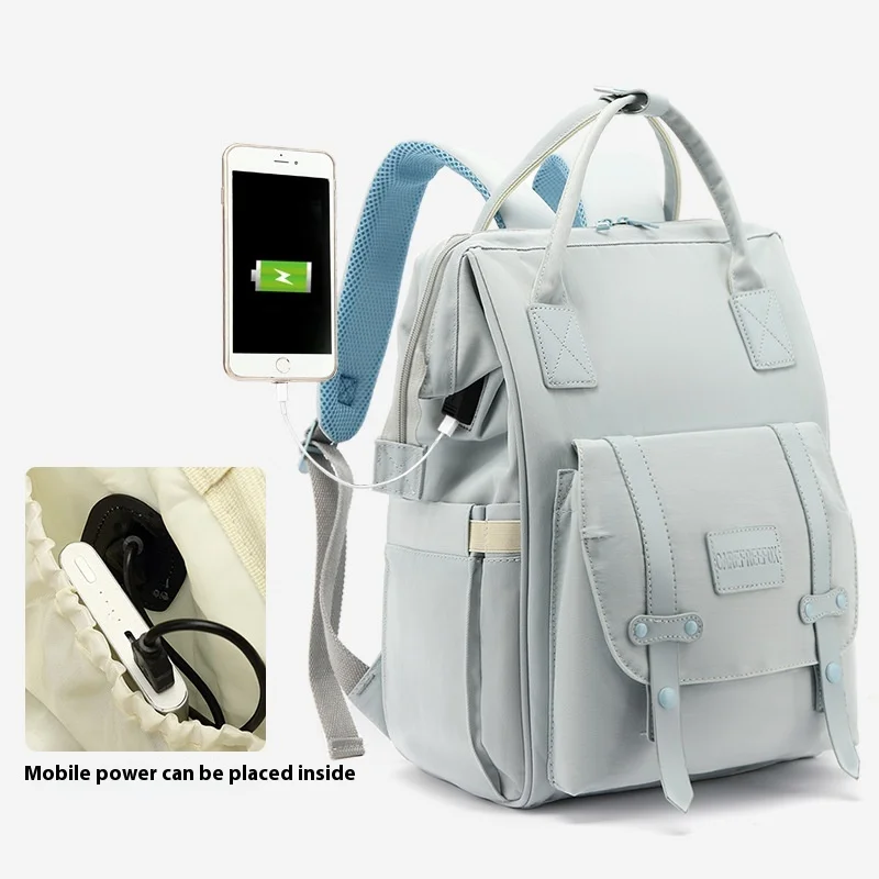 Baby Nappy Bag Mummy Bag Backpack Waterproof Storage Handbag Outdoor Travel Mommy Maternity Bag For Baby Stuff 2 Layer Gray 2