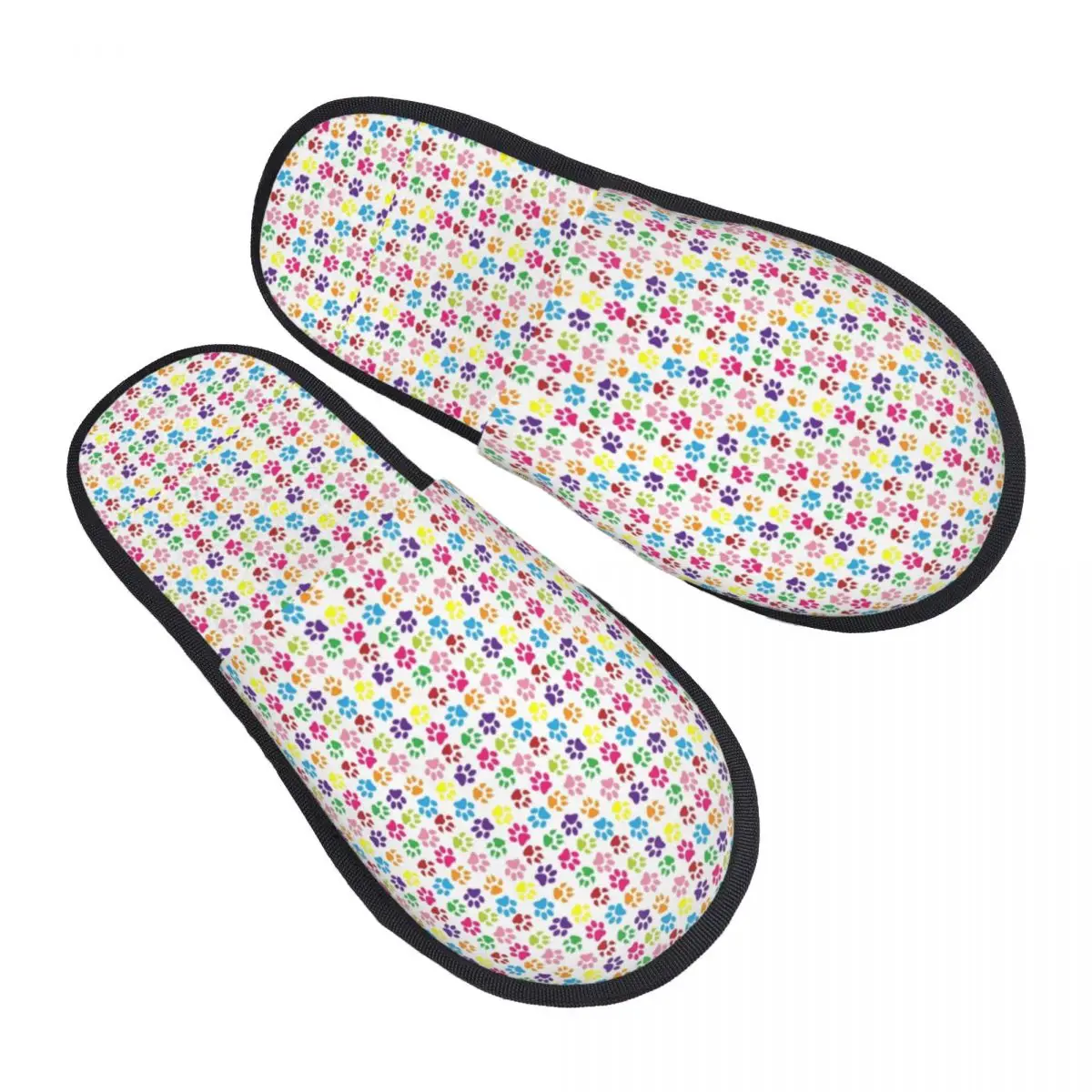 

Rainbow Paw Print Pattern Cute Guest Slippers for Hotel Women Custom Print Pretty Pet House Slipper