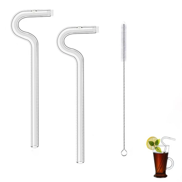 Fashion Anti Wrinkle Straw Reusable Glass Drinking Straw Curved No