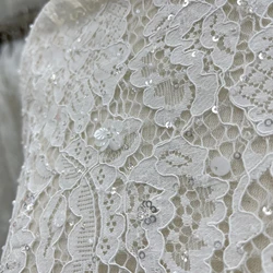 New Sequins Beads French Lace Embroidery High-end Wedding Evening Lace Fabric Customized Women's Dresses