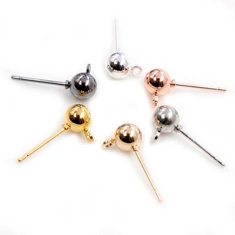 Earring Findings 50pcs 3/4/5mm 6 Colors For DIY Jewelry Making