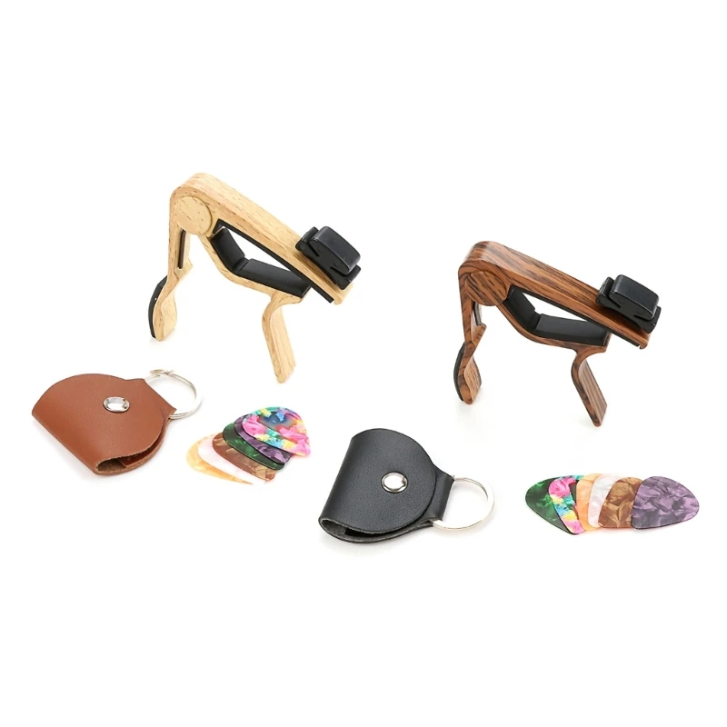 

Гитарный каподастр цвета древесины с держателем медиаторов и медиаторов Аксессуары для гитары