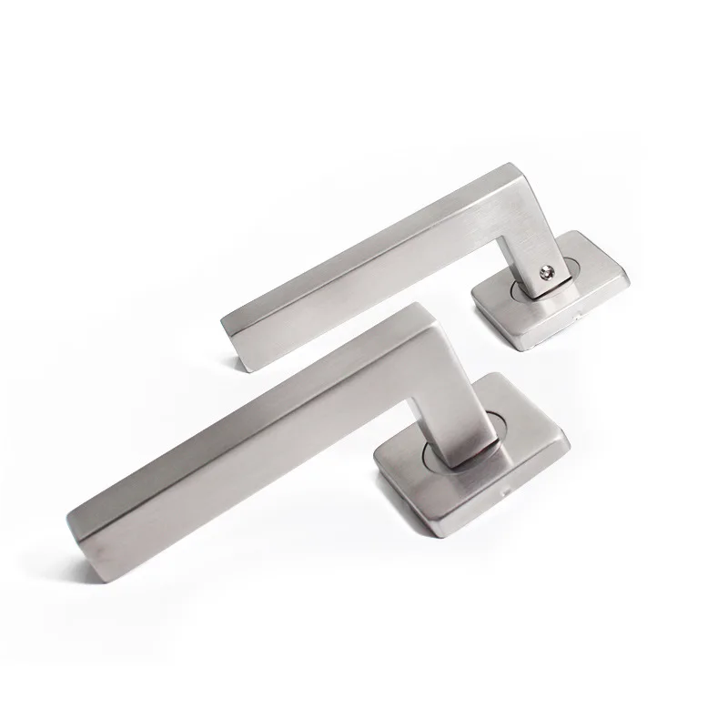 Stainless Steel Square Door Handle Simple Split Right Angle Modern Interior Bedroom Door Lock Handle