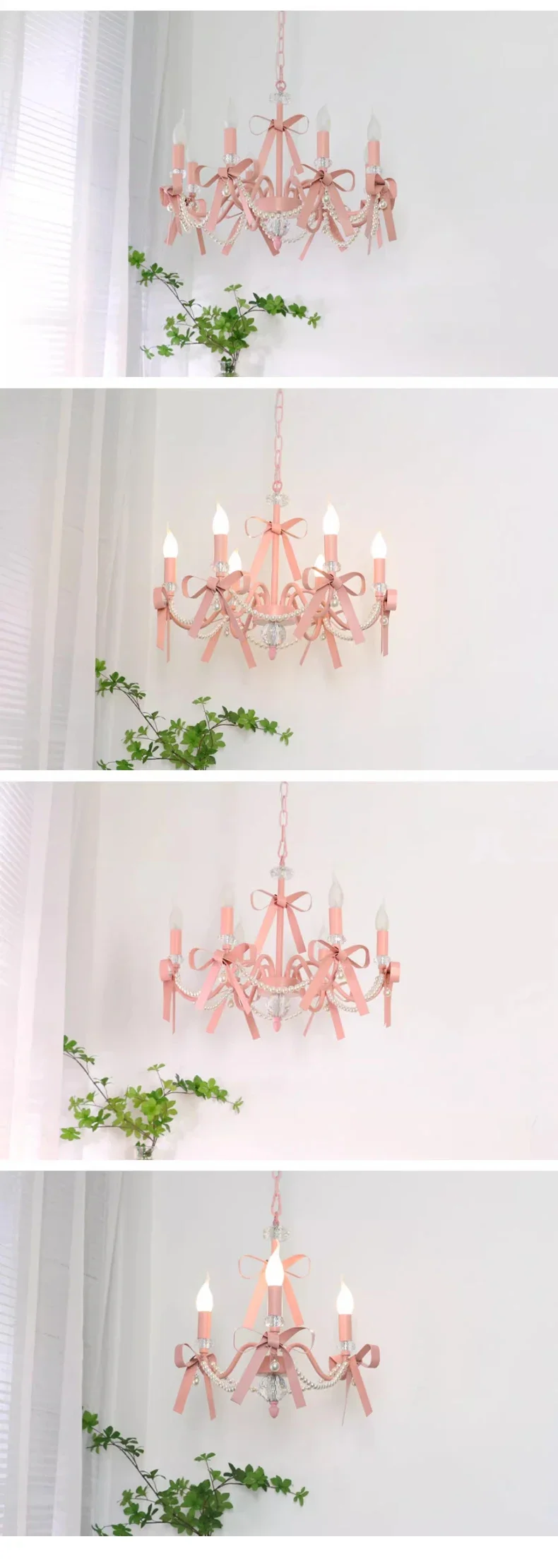 Description Picture 5 of itemPink Lovely Children's Room Chandeliers Crystal Cute Kid's Bedroom Pendant Lights Living Room Bedroom Hanging Lamps