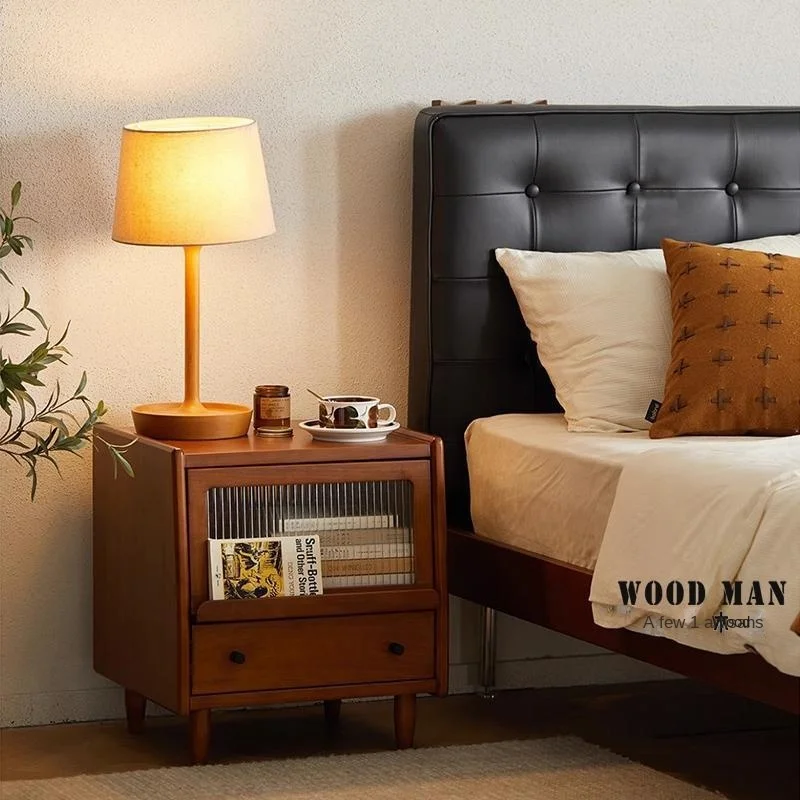 Realife Vintage Solid Wood Bedside Table Small And Simple Bedroom Drawer Storage Cabinet Bed Tail Ultra Narrow Edge Cabinet